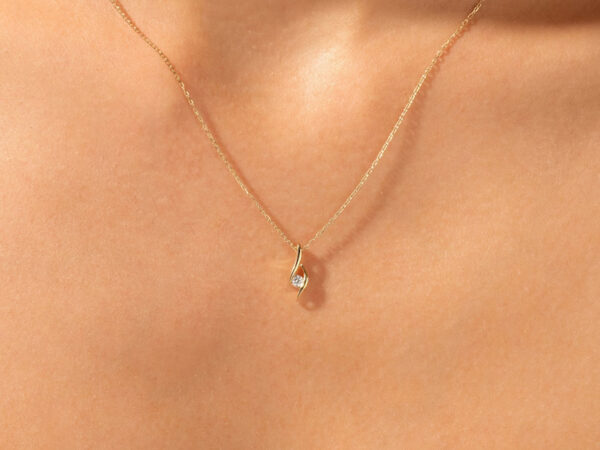 14k Solid Gold Stone Necklace