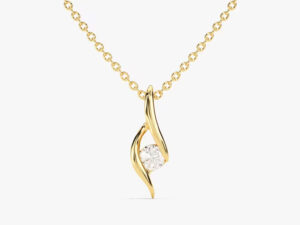 14k Solid Gold Stone Necklace - Image 2