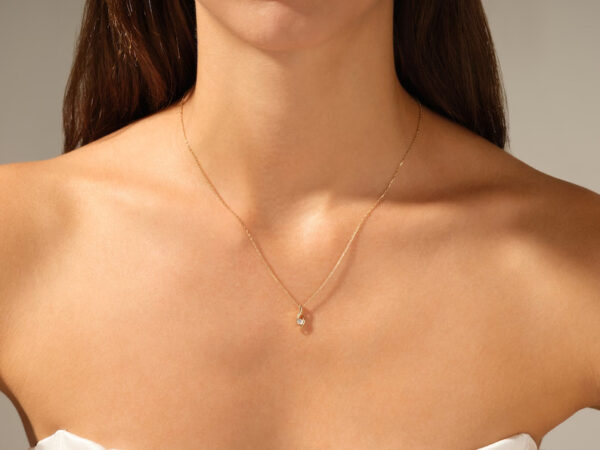 14k Solid Gold Stone Necklace - Image 4