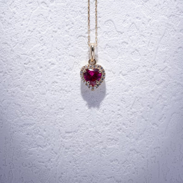 14K Gold Ruby Pendant Necklace - Image 2