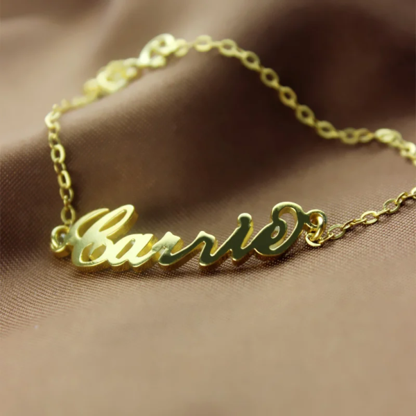 18k Gold Plated Carrie Name Bracelet - Image 4