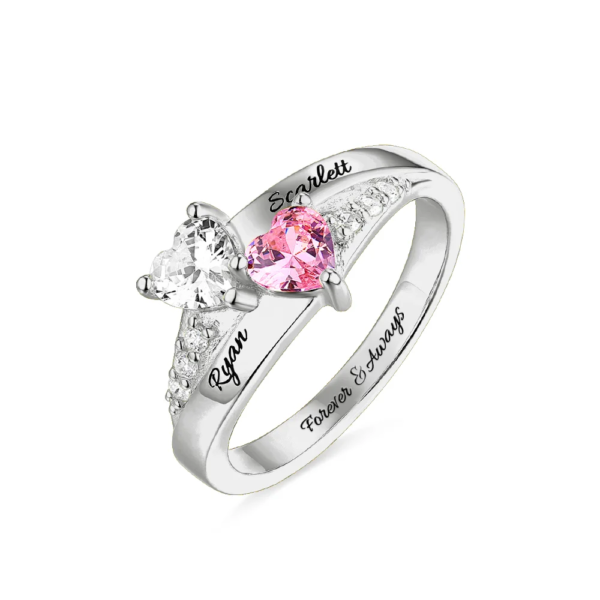 Personalized Heart Birthstone Ring - Image 2