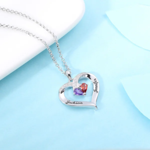Engraved Birthstone Necklace in Silver - Image 2