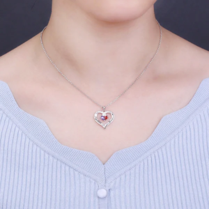 Engraved Birthstone Necklace in Silver - Image 3