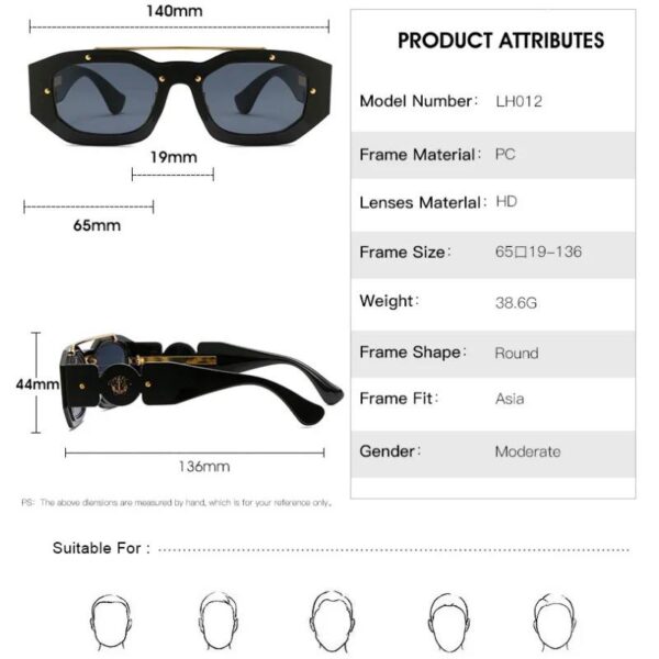 Fashion Punk Sunglasses Unisex Vintage - Image 4