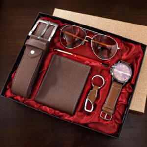 Mens Set 6 in 1 Watch Glasses Pen Keychain Belt Purse - Image 2