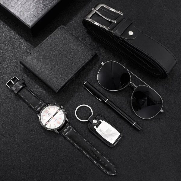 Mens Set 6 in 1 Watch Glasses Pen Keychain Belt Purse - Image 3