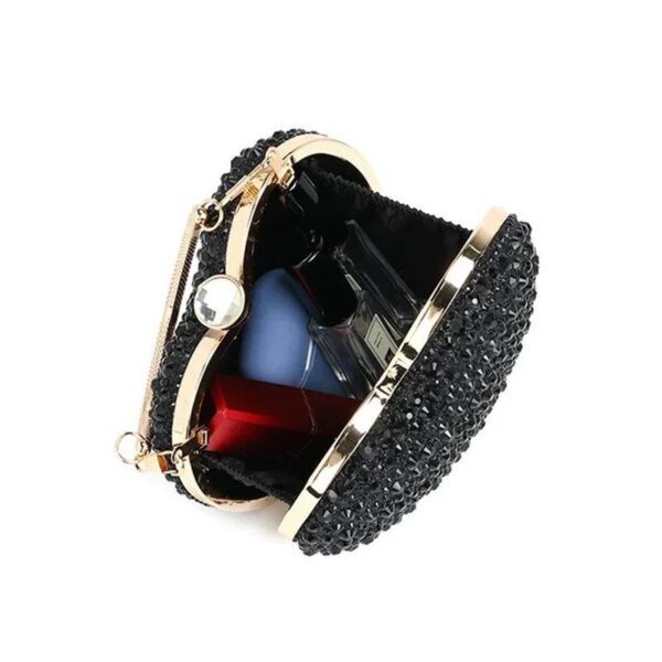 Women Heart Shape Red Crystal Clutch Purse - Image 4