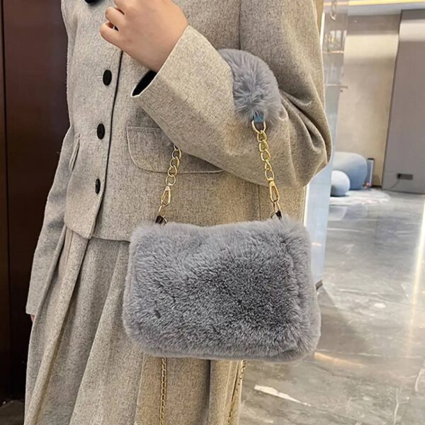 Women Casual Fuzzy Crossbody Bag - Image 3