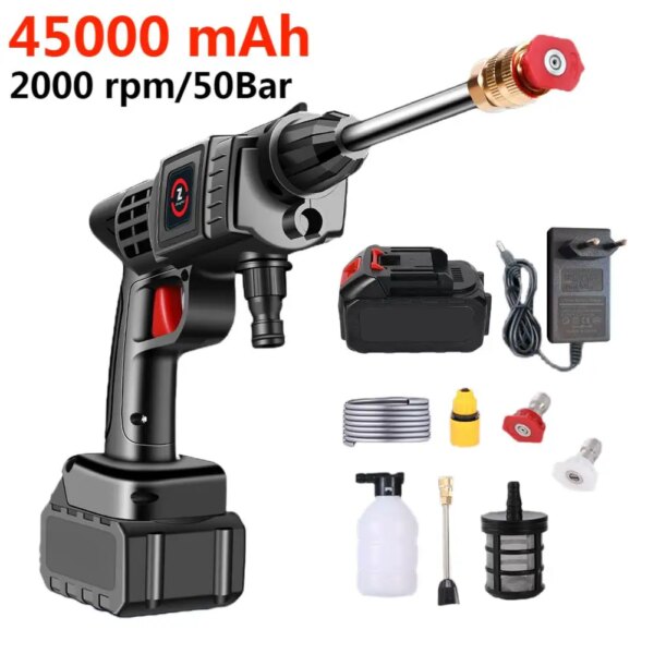 200w Cordless Car Washer With 20000mah Battery & Foam Gun