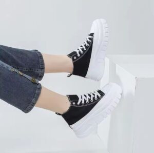 Women Lace-Up Front High Top Flatform Canvas - Image 3