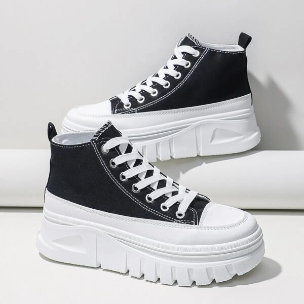 Women Lace-Up Front High Top Flatform Canvas