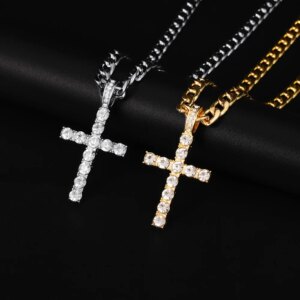 Hip-Hop Iced Out Crystal Cross Men Necklace - Image 2