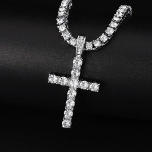 Hip-Hop Iced Out Crystal Cross Men Necklace - Image 3
