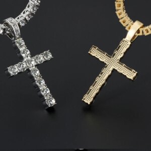 Hip-Hop Iced Out Crystal Cross Men Necklace - Image 4