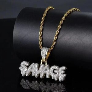 Iced Out Letter Savage Pendant Shiny Bing - Image 4