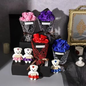 7 Artificial rose bouquet bear gift box - Image 3