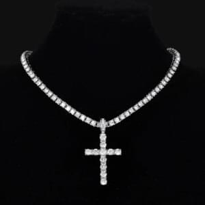 Hip-Hop Iced Out Crystal Cross Men Necklace