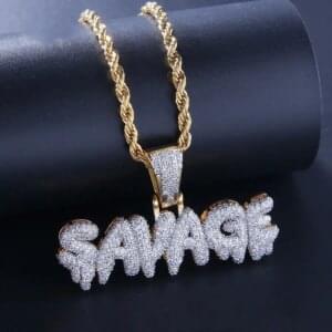 Iced Out Letter Savage Pendant Shiny Bing
